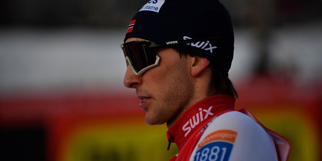 Ярл Магнус Ребер из Норвегии участвует в индивидуальной гонке Gundersen HS109 / 7,5 км на Кубке мира по лыжным гонкам среди мужчин в Зеефельде, 28 января 2022 года, Зеефельд, Австрия. 