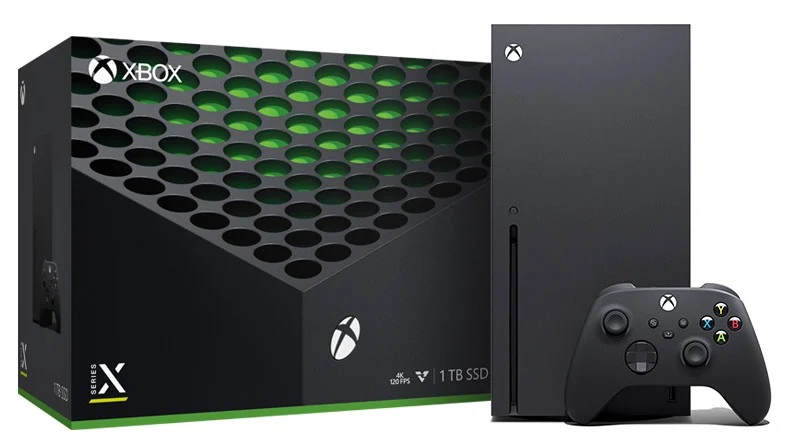 Консоль Xbox Series X и коробка.