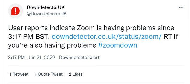 Downdetector UK опубликовал в своем официальном аккаунте в Твиттере новость о том, что у Zoom возникли проблемы.