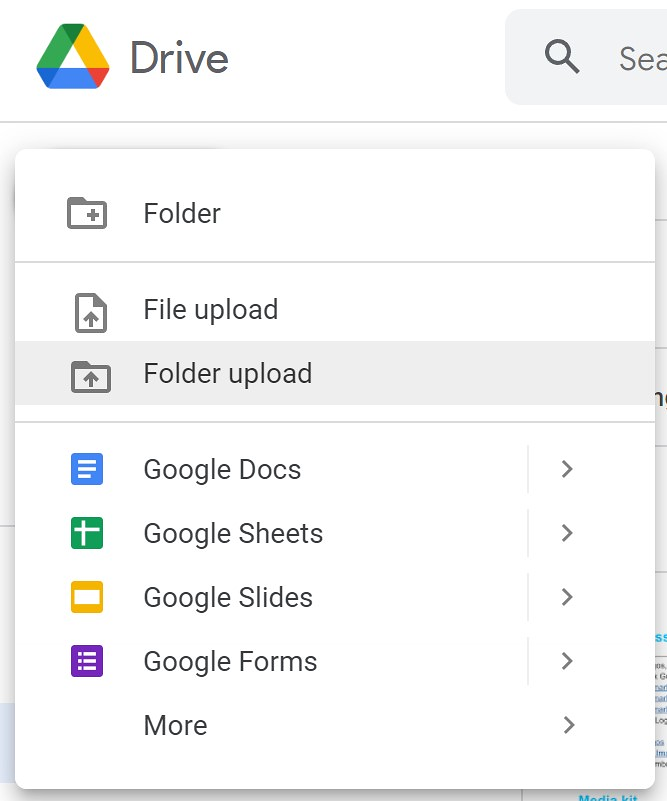 На Google Диске вы можете загрузить свои файлы и данные, нажав кнопку 
